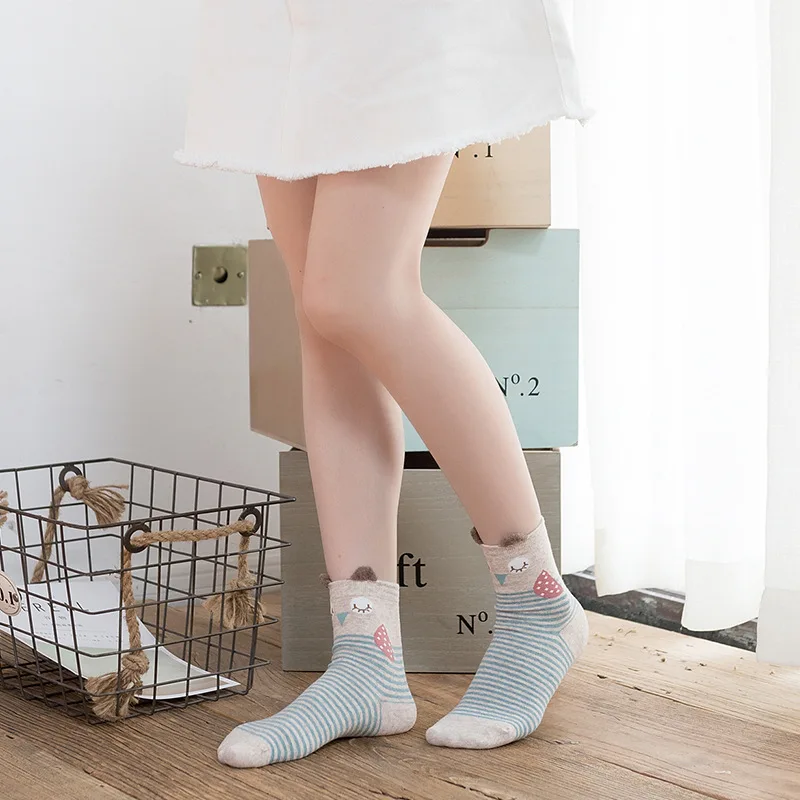 Caramella Brand Jacquard Colorful Cotton Socks for Women and Girls, Cute Animal Cartoon Art Socks, CM512604-512724