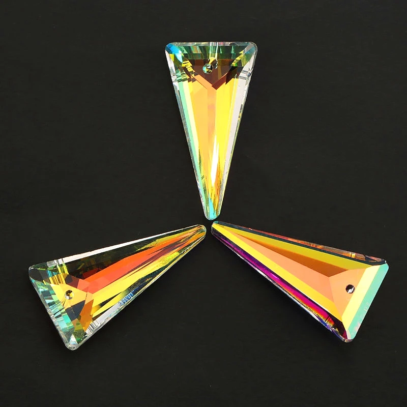 38mm 8pcs/pack crystal Spike Pendant Austria glass Long triangle shape beads rhinestone for Jewelry making Necklace Earrings DIY