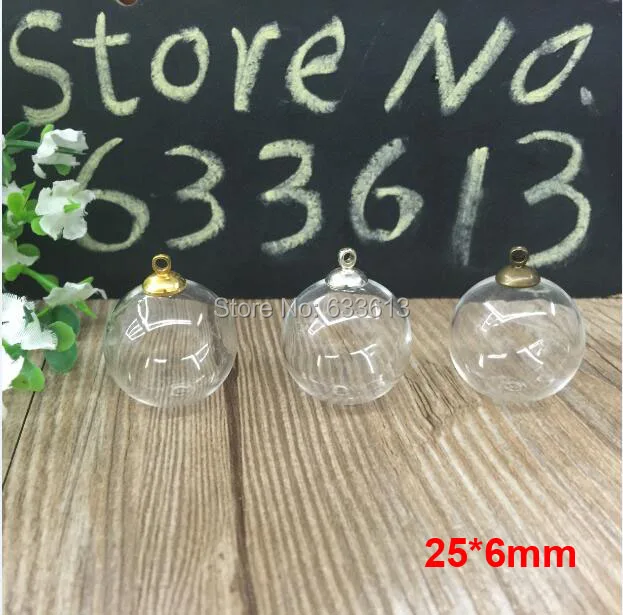 Free shipping 100sets/lot 25*6mm diy clear globes glass pendants handmade (miniature vials globes balls bottles empty ornaments)