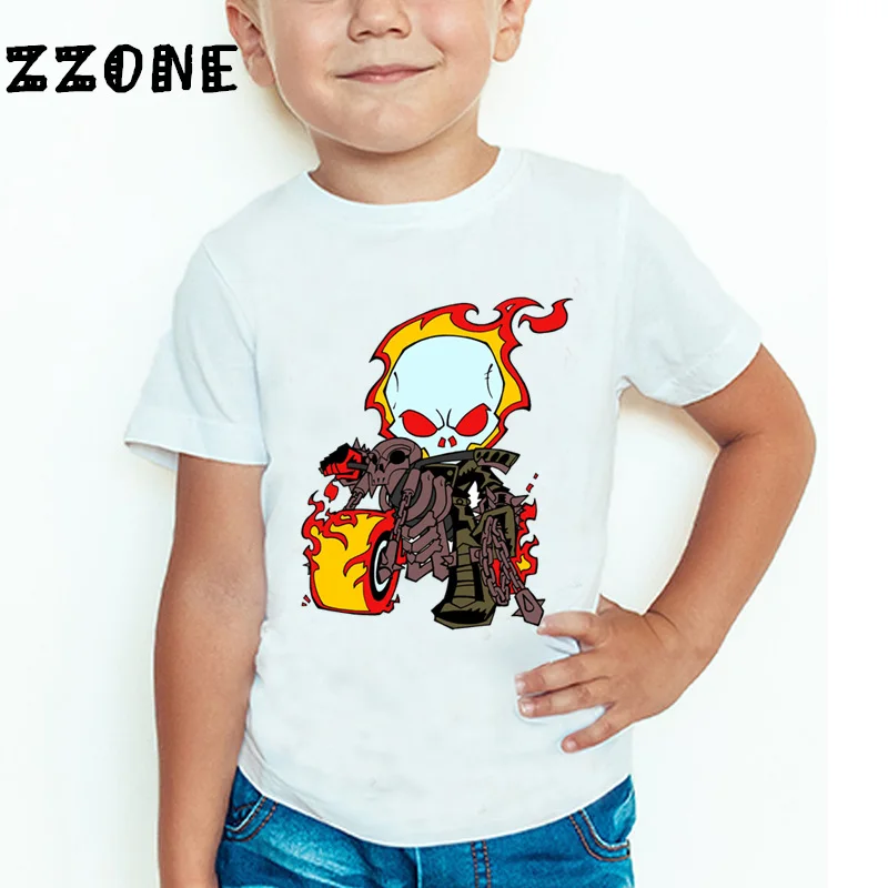 Kids Movie Ghost Rider Cartoon Print Funny T shirt Baby and Girls Summer Short Sleeve Tops Children Casual T-shirt,HKP5197