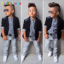 Gentleman Style Kids Boy Clothes Jacket+Shirt+Jeans 3pcs set Toddler Baby Boy Suit Children Party Costume Autumn Clothing BC1107