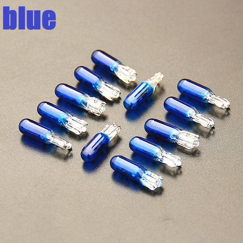 10Pcs 12V 1.2W T5 286 blue red pink puple green Glass Amber Light Bulb Dashboard Instrument Brake Light Bulbs