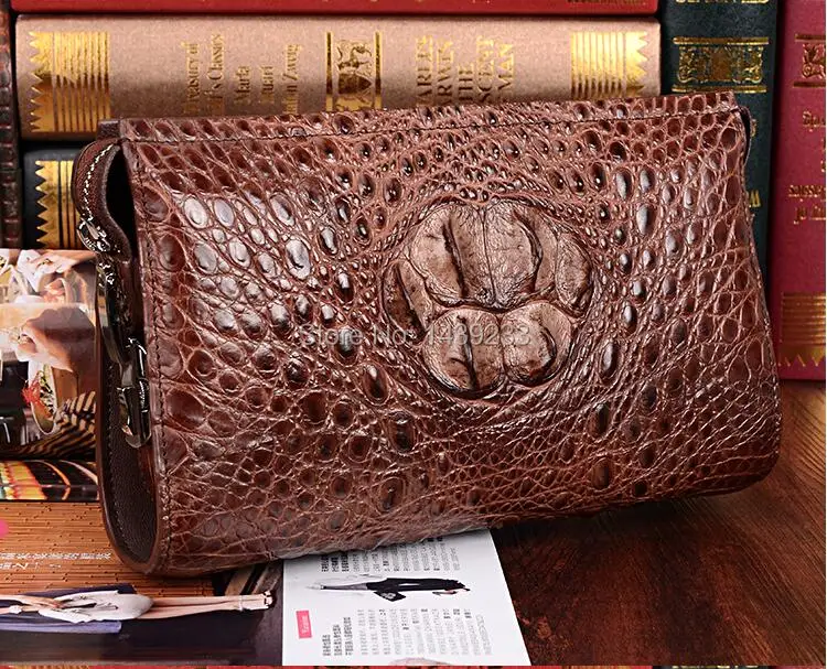

2018 top Men Luxury Quality 100% Genuine/Real Crocodile Skin Leather Men Wallets+ Men CLutch Alligator skin head tail back belly