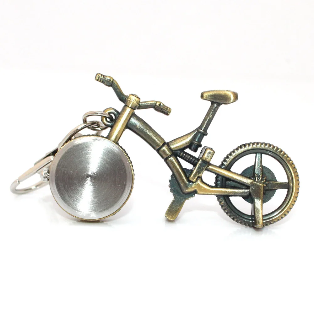 Argento Bronzo Retro Disegno di Tasca Portachiavi Clip di Chiusura del Sacchetto Della Bici Della Bicicletta Orologio Orologio Al Quarzo In Metallo Deco Orologi