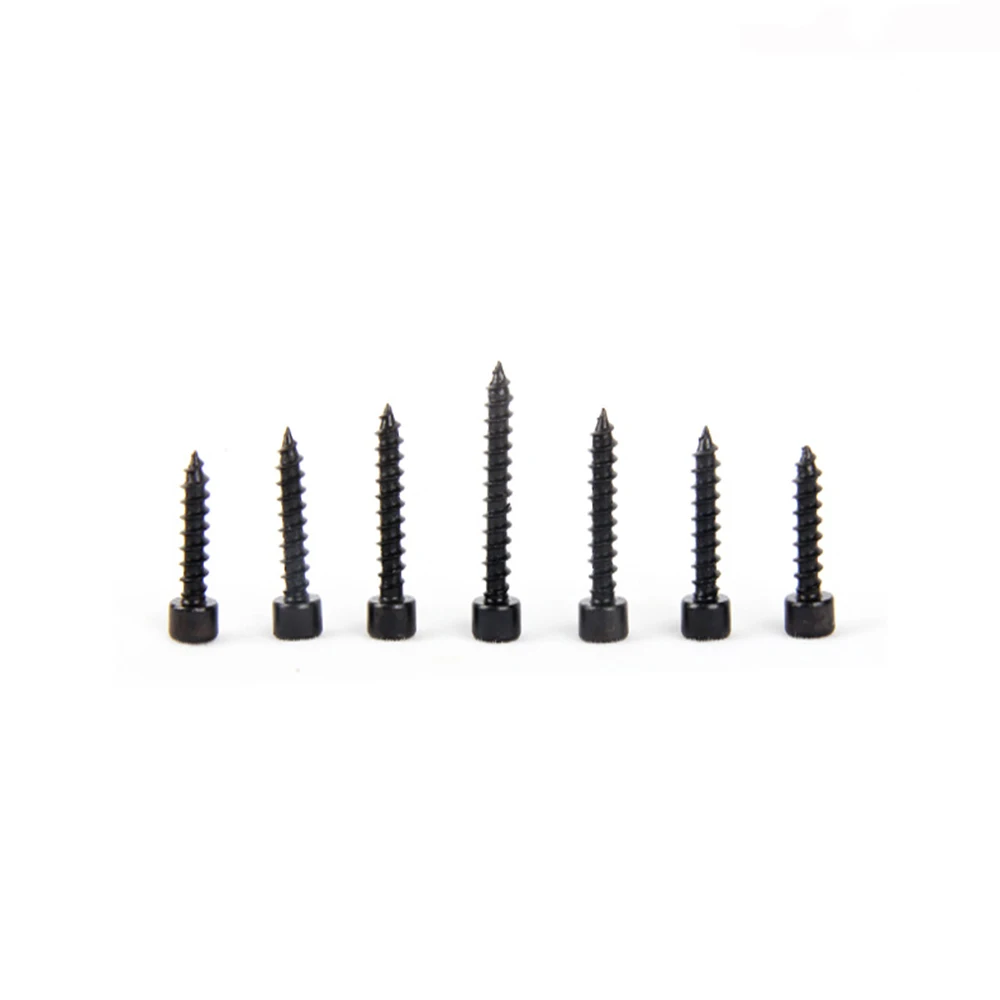 50pcs/Lot  M2/M2.6/M3/M3.5 5mm/6mm/8mm/10mm/30mm Carbon Steel With Black Hexagon Socket Cap Head Self Tapping Screw Model 