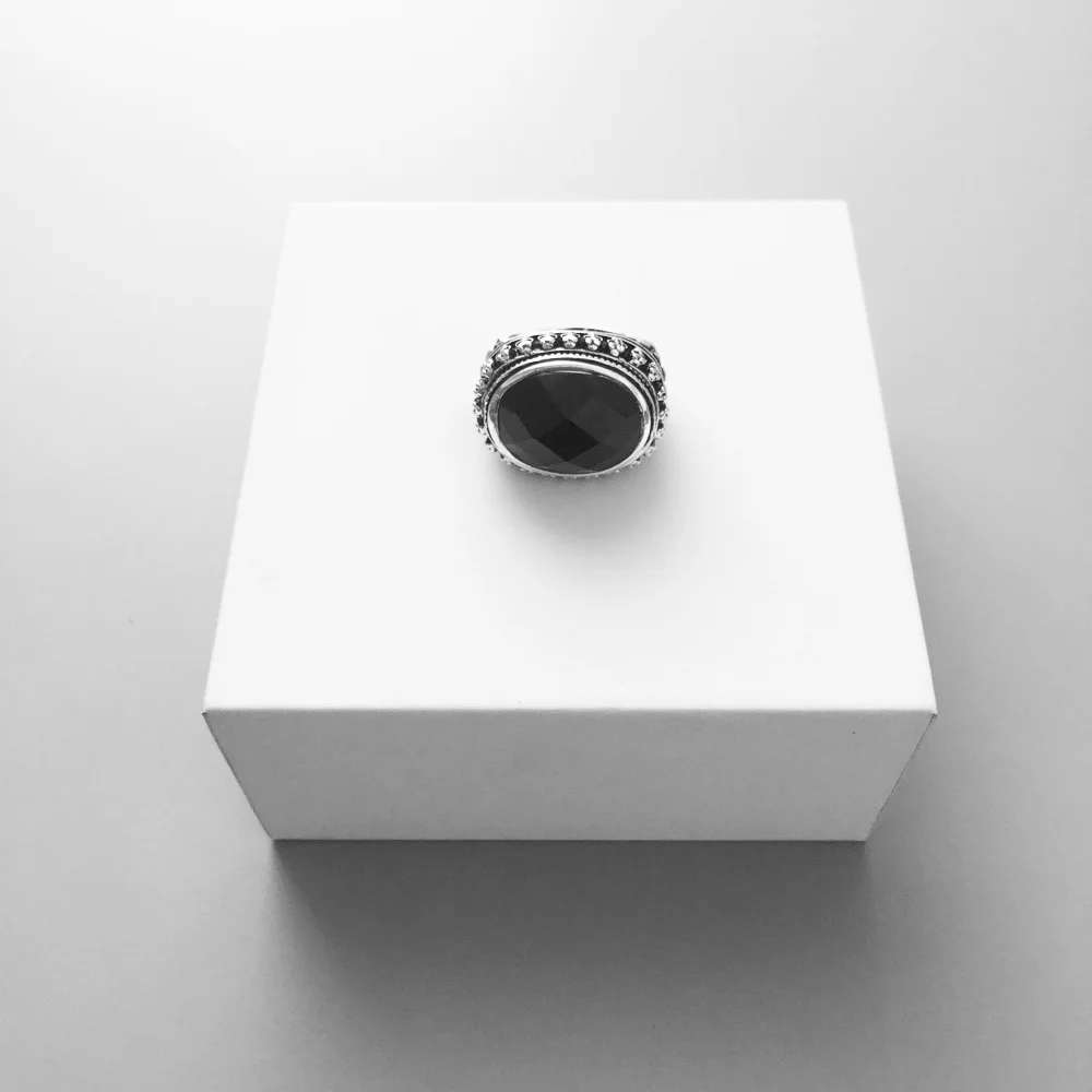 Ring Black Oval CZ Skull Skeleton , 2018 New Fashion Jewelry 925 Sterling Silver Punk Party Gift for Women Men Boy Girls Lover