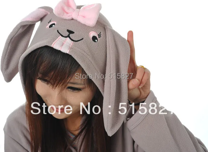 Nieuwe Volwassen Unisex Animal Mooie Grijze Konijn Betaalde Pyjama Hansop Cosplay Nachtkleding