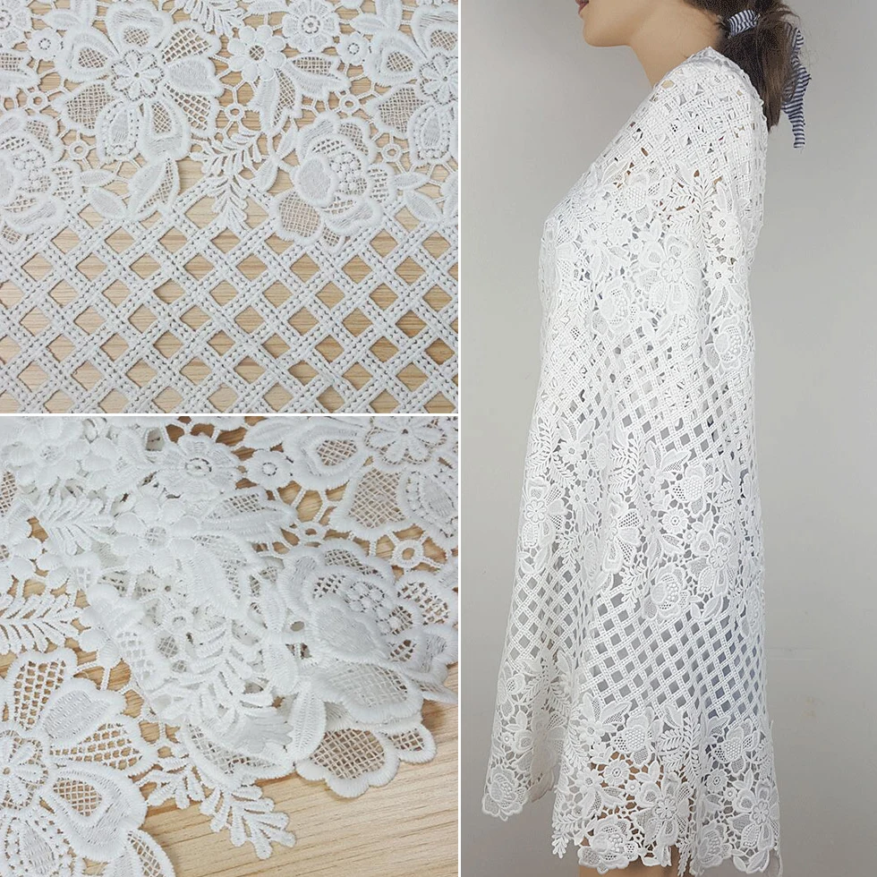 2yards African Lace Fabric 2019 High Quality Milk Silk Embroidered Nigerian Lace Fabric For Women Dress White French Lace Fabric