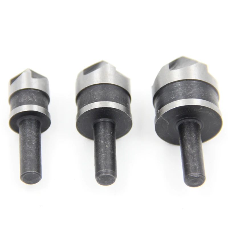3 개 12mm 16mm 19mm 모따기 디버 라운드 생크 카운터 싱크 5 플루트 90 도 세트 목재 퀵 체인지 카운터 싱크 비트, 모따기 디버
