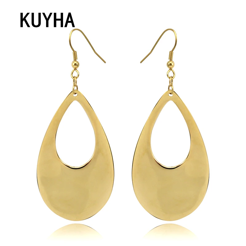 Latest Fashion Design Earrings for Women Trendy Gold Oval Geometric Earrings Metal Stud Ear Jewelry