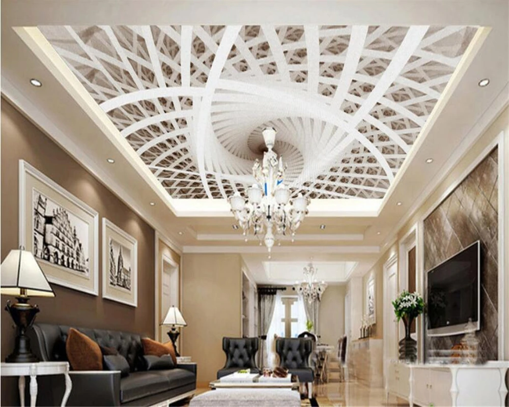 Custom Wallpaper photo 3D Stereo Art Geometric Ceiling Modern Furnishing murals Living Room Bedroom Ceiling  3d Wallpaper