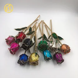 Beauty and  the Beast 11 inches Colored Rose Bud Dipped in 24k gold Flower Home Decor For Mother Valentines Day new Year Gift