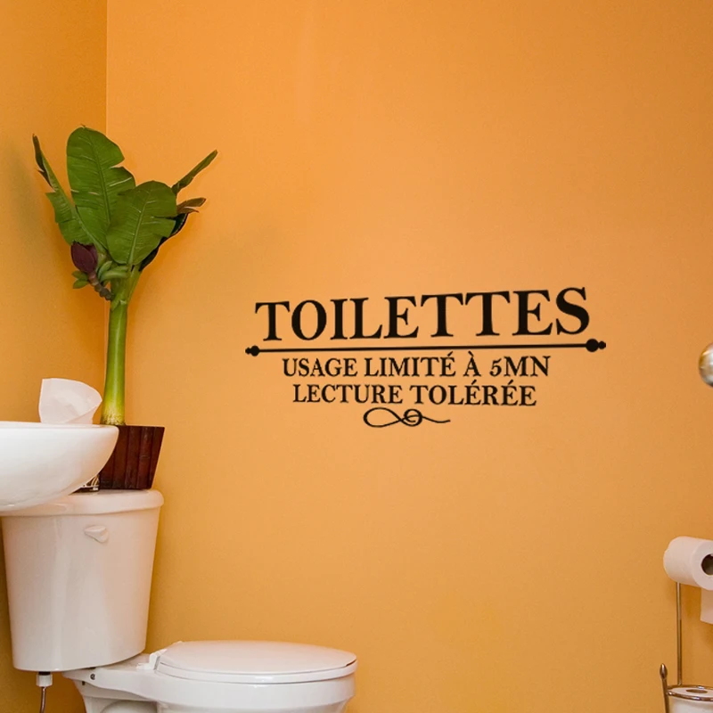 Humor Stickers Toilets Limited Use at 5-mn Vinyl Wall Decor WC Mural Art Decal Washroom Home Decor House Decoration Wallpaper