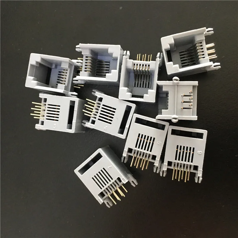 

10PC YT2038Y RJ12 RJ11 Socket Telephone 90 Degrees 6Pin Crystal Female 6P6C Socket Connector High Quality On Sale