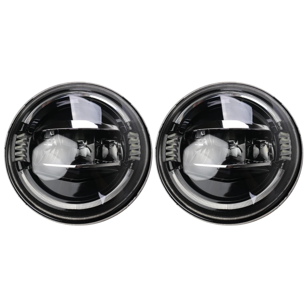 7inch 100W Round LED Projectors Headlights Running Lights with Amber Turn Lights for Jeep Wrangler JK 07-18