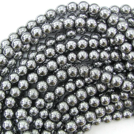 Natural Stone Black/Gold/Rainbow/Silver Plated Hematite round Beads 4 6 8 10 MM 16\