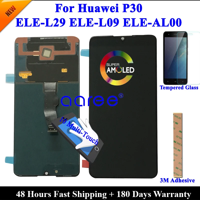 Tested AMOLED LCD Display OLED For Huawei P30 LCD For Huawei P30 ELE-L09 LCD Display LCD Screen Touch Digitizer Assembly