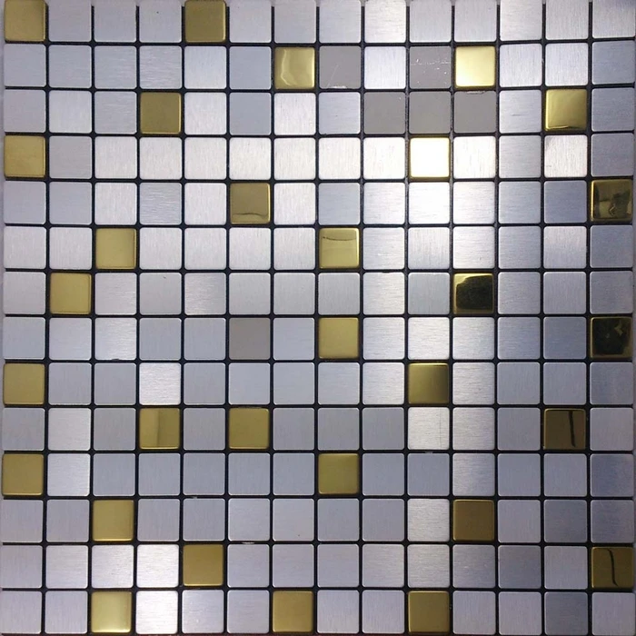 silver mixed golden color, square 20x20mm self adhesive Aluminum composite mosaic tiles bathroom tiles, home improvement