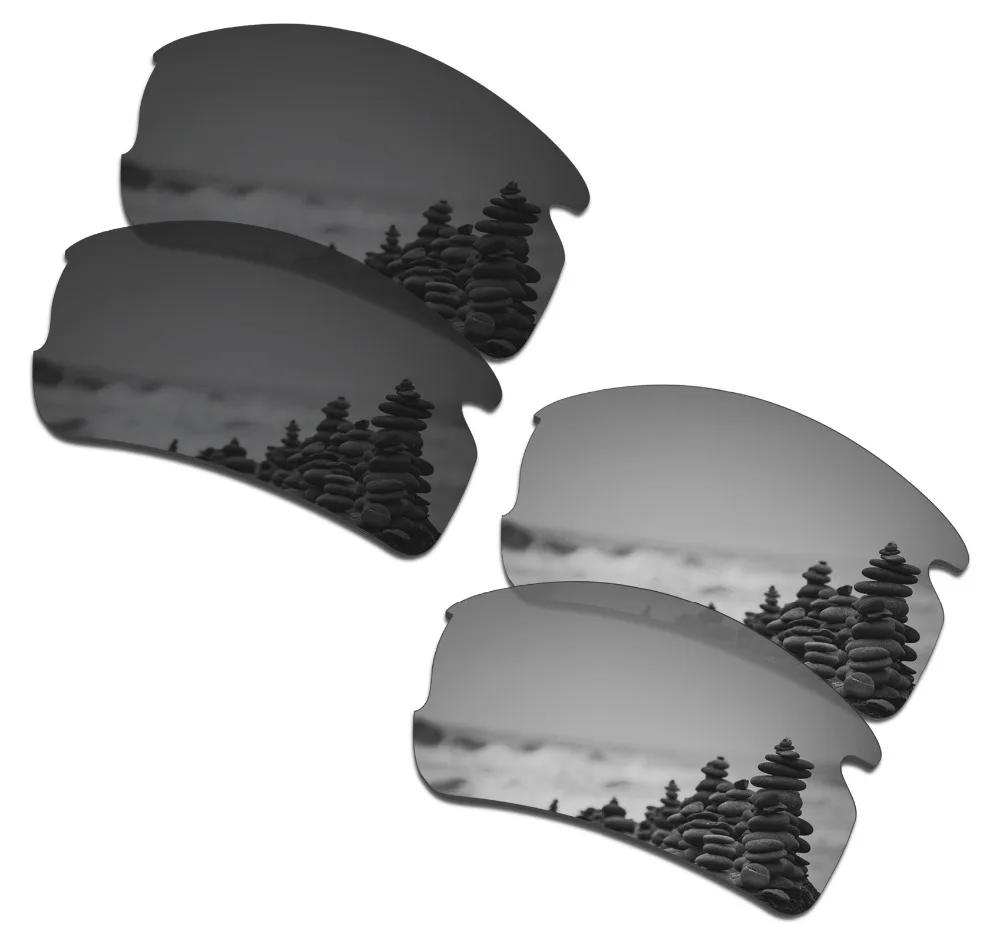 

SmartVLT 2 Pairs Polarized Sunglasses Replacement Lenses for Oakley Flak 2.0 OO9295 Stealth Black and Silver Titanium