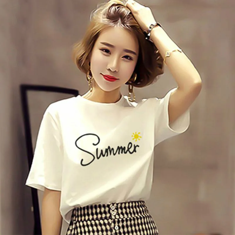 2019 New Harajuku Love Printed Women T-shirts Casual Tee Tops Summer Short Sleeve Female T Shirt Women Clothing