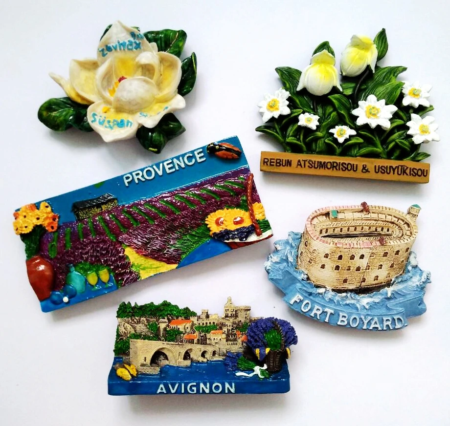 Handmade Painted France Provence Lavender 3D Fridge Magnets Tourism Souvenirs Refrigerator Magnetic Stickers Home Decor
