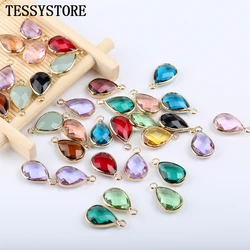 Fashion Glass Water Drop Shape Pendant Copper Quartz Gem Stone Crystal Pendant For Jewelry Making Necklace Bracelet Accessories