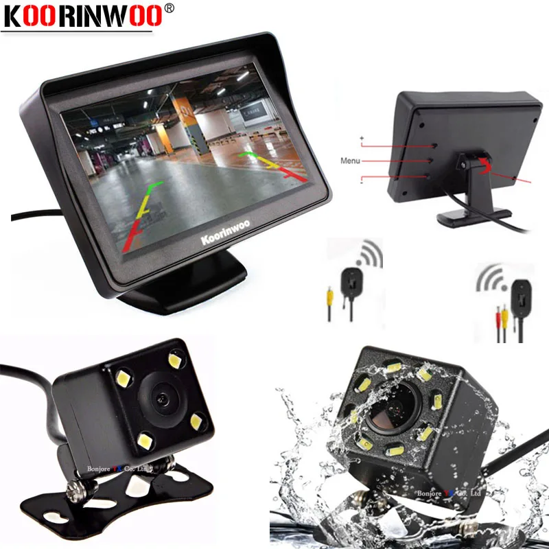 

Koorinwoo Universal 2.4G Wireless 4.3 Inch Car TFT LCD Monitor Colorful With Car Rear View Camera Reverse Backup Parking Assist