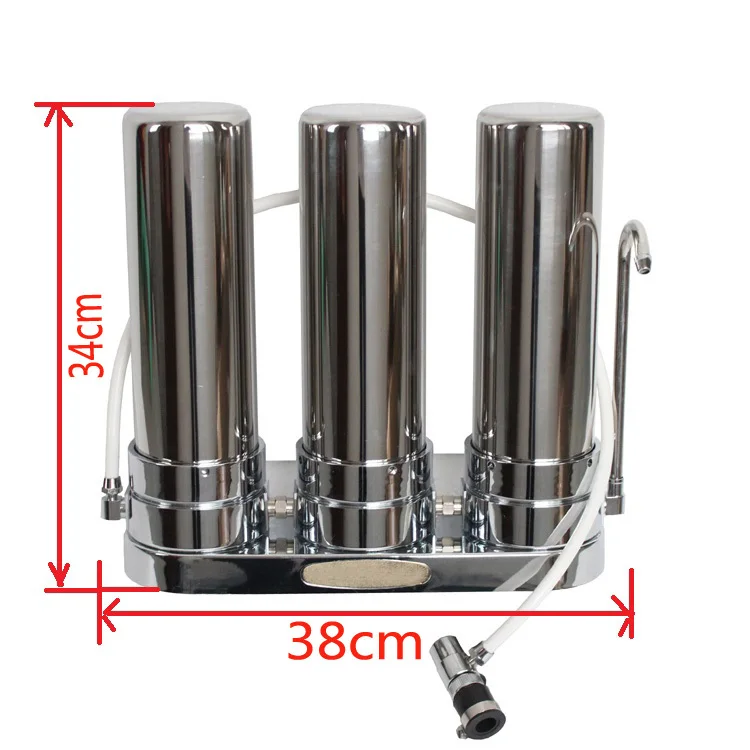 3 ขั้นตอนเคาน์เตอร์ 304 เครื่องกรองน้ำสแตนเลส/ห้องครัวกรองน้ำ/น้ำดื่มโซลูชัน universtal tap connector