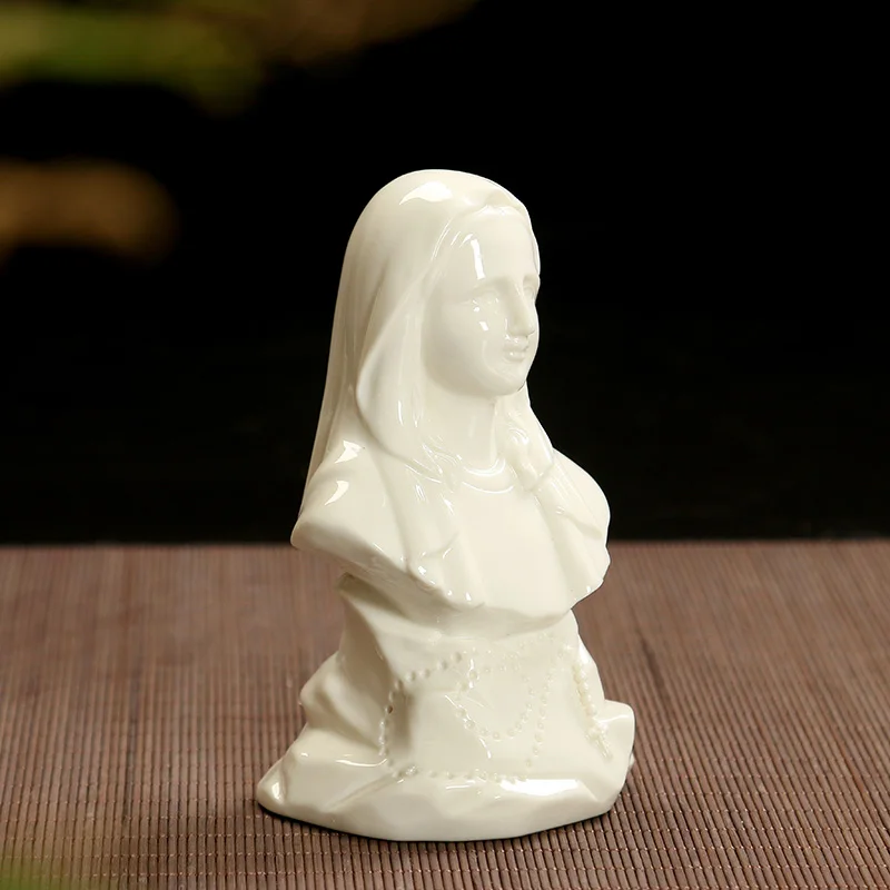 Catholic Holy Madonna Virgin Mary Ceramic Statuette Goddess Maria Figurine Statue White Porcelain Christ gift Lady of Lourdes