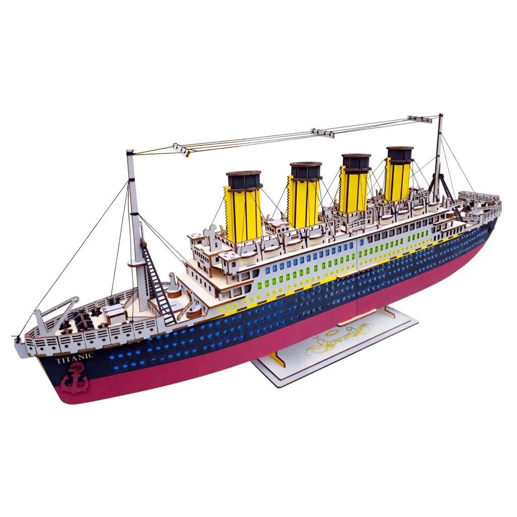 Model Building Kits City Titanic ship Laser Cutting 3D Wooden Blocks Educational Model Building Toys Hobbies for Children