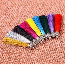 10PCS Mini Metal Cap Tassel Jewelry Curtain Garments Decorative Accessories DIY Key Cell Phone Bag Fringe Trim Tassels Pendant