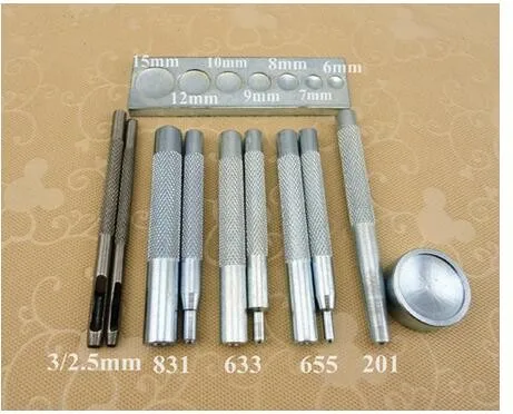 11-teiliges Locher-Set aus Leder, Locher-Knöpfe-Set, Druckknöpfe, Nieten und Ösen, Drucknieten-Setter, Basissatz-Set, Druckniete – Detail 1
