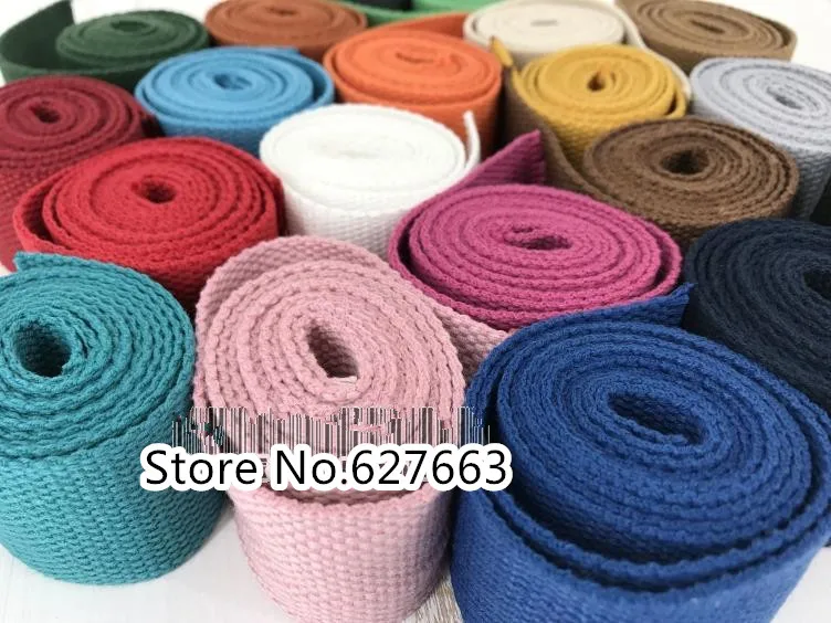 50MM Width Thick Plain Color polyester cotton canvas Webbing Ribbon bag Belt Strap Garments crafts Accessories