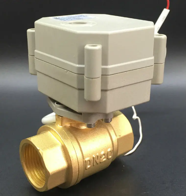 3/4'' AC/DC9V-24V 3/7 Wires Brass Full port Electric Ball Valve Electric Shut Off Valve BSP Or NPT Thread Metal Gears