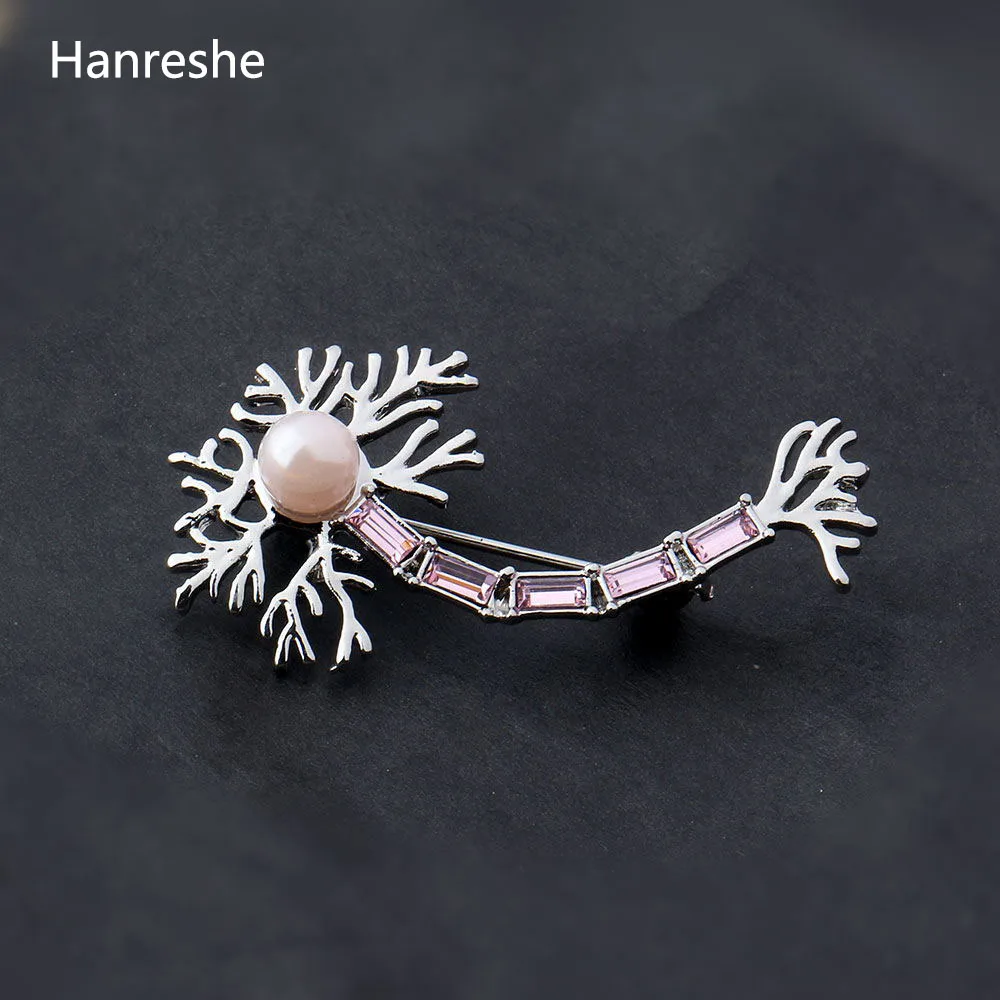 Hanreshe Neuron Pin Brooch Crystals Medical Jewelry Brain Nerve Cell Brooch Chemistry Jewelry Gift for Doctor Nurse Pin Women