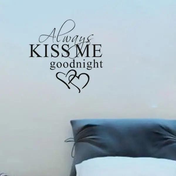 Always Kiss Me Goodnight Wall Sticker Quotes Removable Baby Wall Decal Bedroom Vinilos Paredes Wall Stickers For Kids Room D718