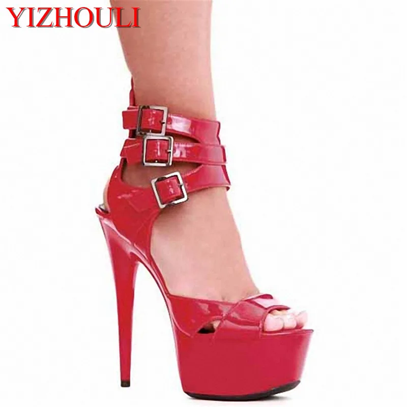 

The bride wedding shoe buckle romantic, party show sandals, 15 cm high heels dance shoes