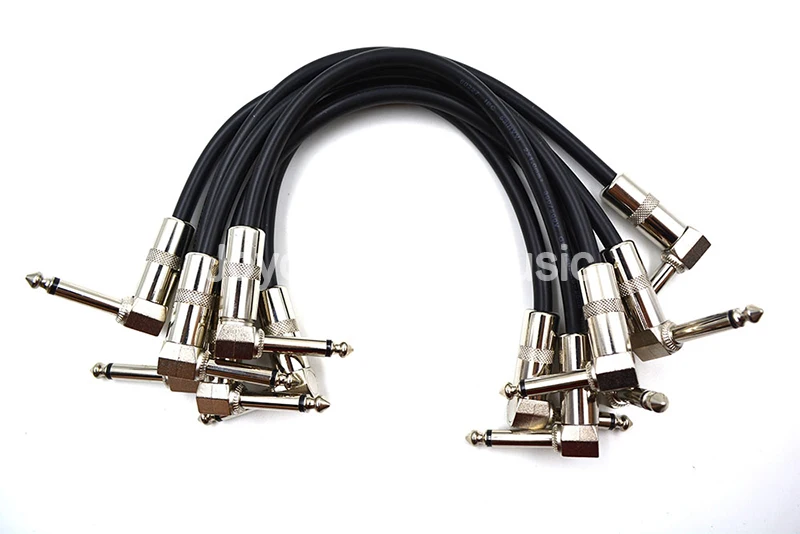 6 Pack Niko Black Rubber Metal 1/4 Right Angle Electric Guitar Effect Pedal Patch Cord Cables Free Shipping