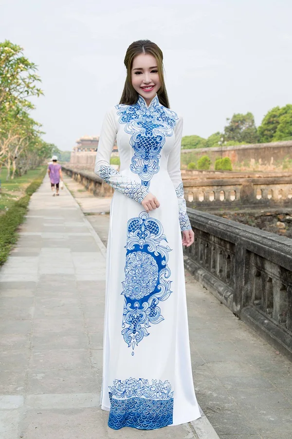 

Tailored aodai vietnam clothing cheongsam aodai vietnam dress vietnamese traditionally dress cheongsam blue and white porcelain