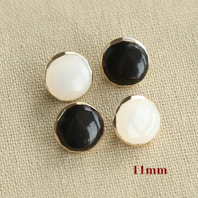 

40 шт./лот, размер: 11 мм, черные/белые бусины, пластиковые пуговицы, кнопка с хвостовиком покрытия (ss-710)