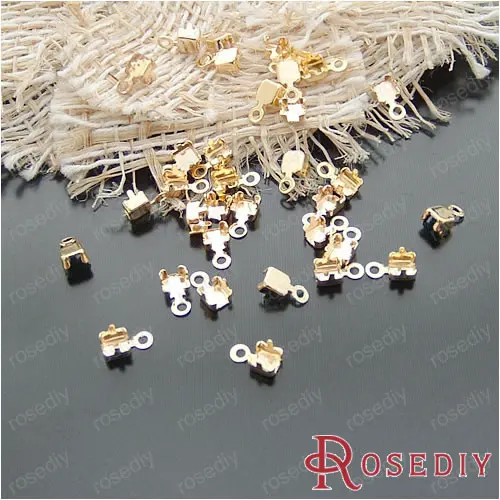 Wholesale SS8.5 Gold color Brass End Fastener suitable for 2.6mm Rhinestone Chain Diy Jewelry Findings 100 pieces(JM4591)