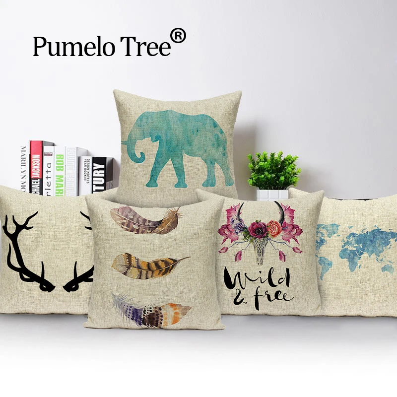 Simple Nordic pillow case pillow cover elephant  Living Room Customized cushion feather  Car Seat Cover Custom cushion cover