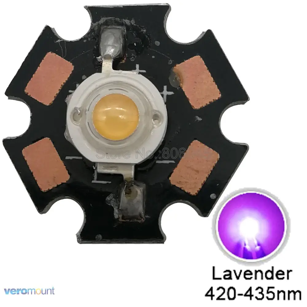 10PCS 3W Lavender High Power LED Beads Emitter Epileds 45mil LED Light Chip DC 3.2-3.6V 350mA - 700mA with 20mm Aluminum PCB