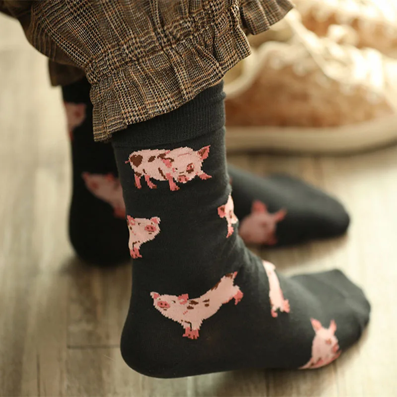 Meias femininas engraçadas estilo japonês, meias de algodão fofas de cachorro harajuku, meias de skate hipster legal e estilosas femininas, meias de arte animal sox