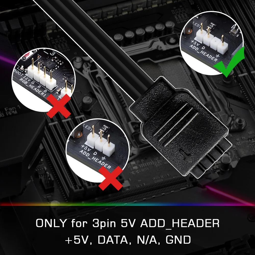 Addressable RGB PC LED Strip, WS2812b Rainbow Strip for PC Case, for 5V 3-pin ASUS Aura SYNC, MSI Mystic Light Sync Motherboard