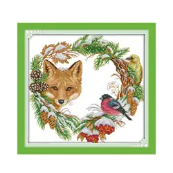 Inverno neve volpe di uccelli e corona handmade needlework ricamo a punto croce kit decorazione mobili 11CT da cucire