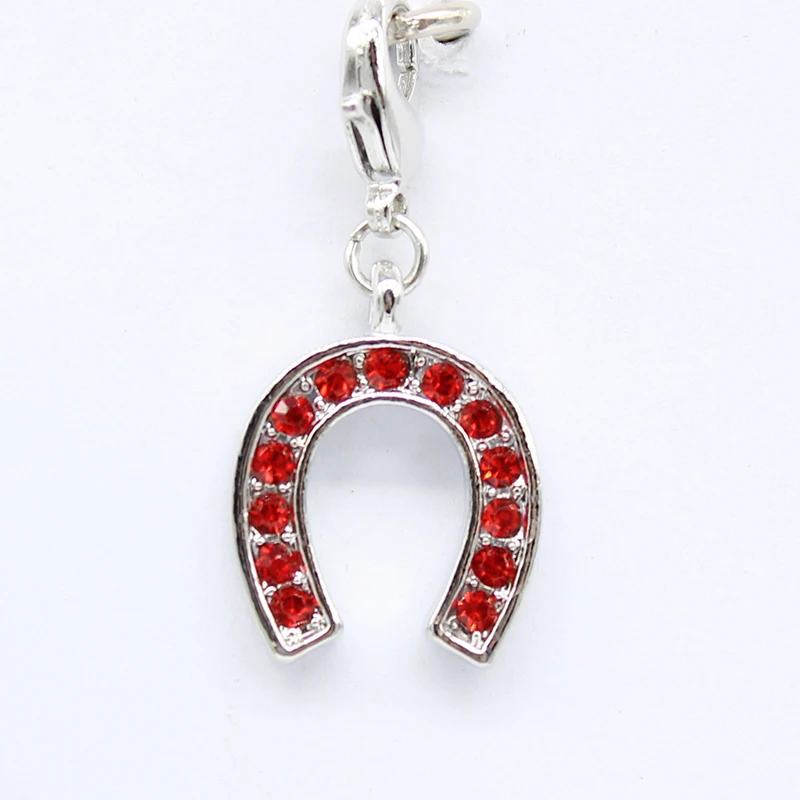 rhinestone horseshoe lobster clasp pendant charm fashion DIY accessories