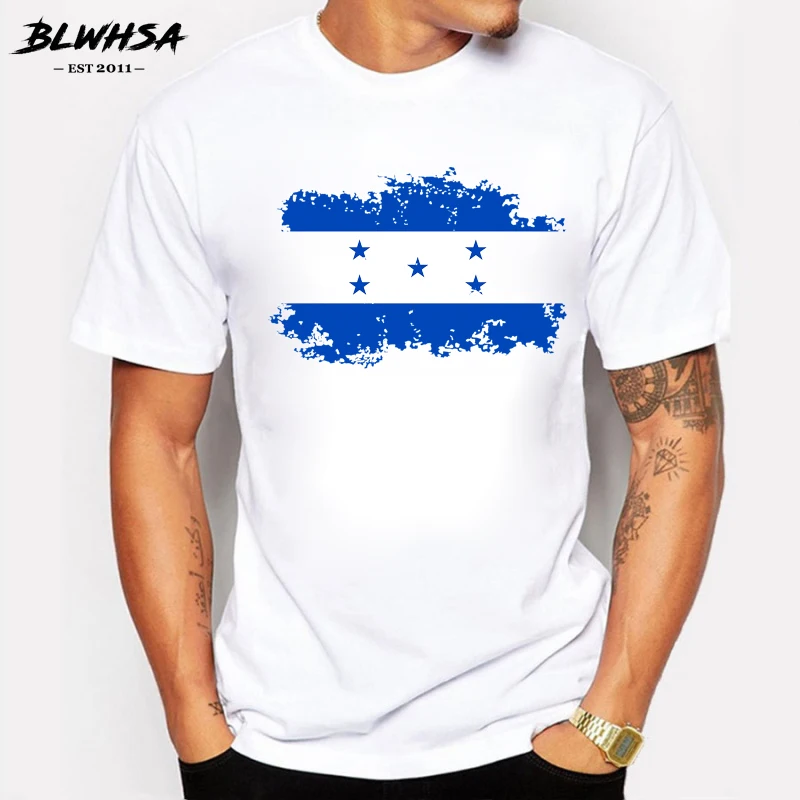 BLWHSA New Honduras Flag T shirt Men Summer Short Sleeve Cotton Design Nostalgia T-shirts Honduras  Tees Men Clothing