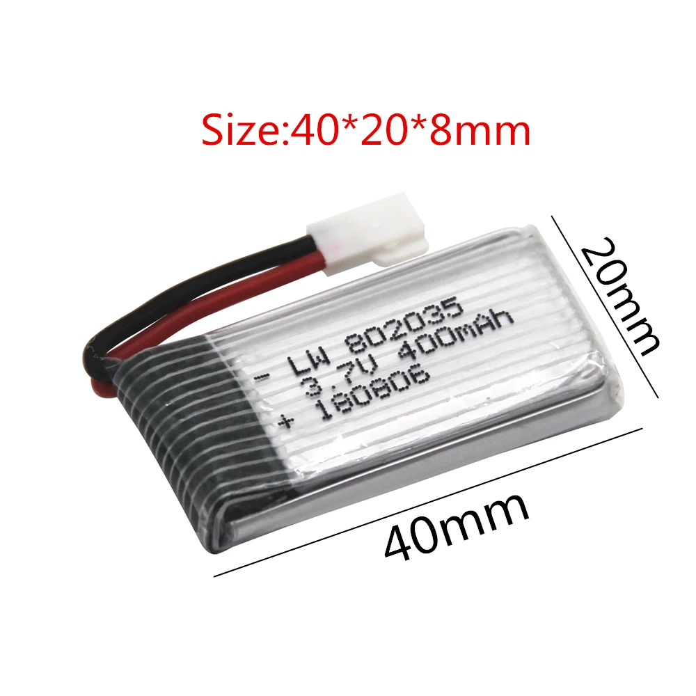 5PCS Upgraded 3.7V 400mah Lipo Battery For H107 H31 KY101 E33C E33 U816A V252 H6C 25C RC Quadcopter 802035 30C Lipo Battery 3.7