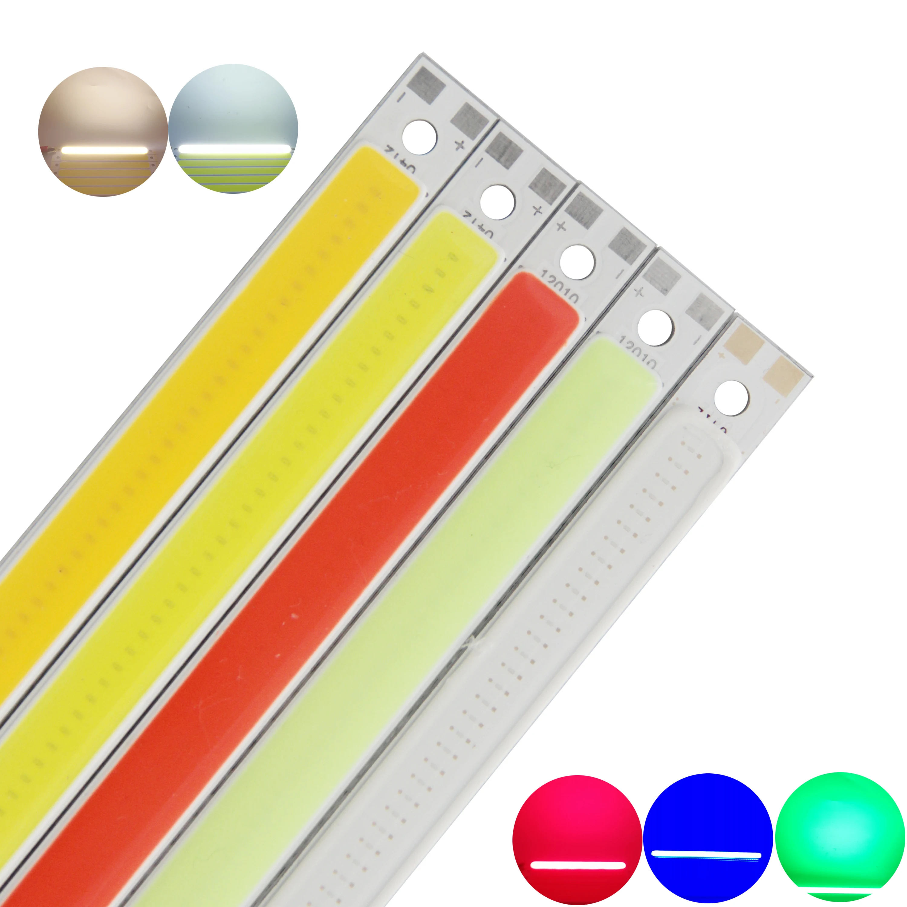 10PCS 10W LED COB Strip 120mm 10mm 12V DC 1000LM Warm White Blue Red Green FLIP Chip for DIY Car cob led light Source